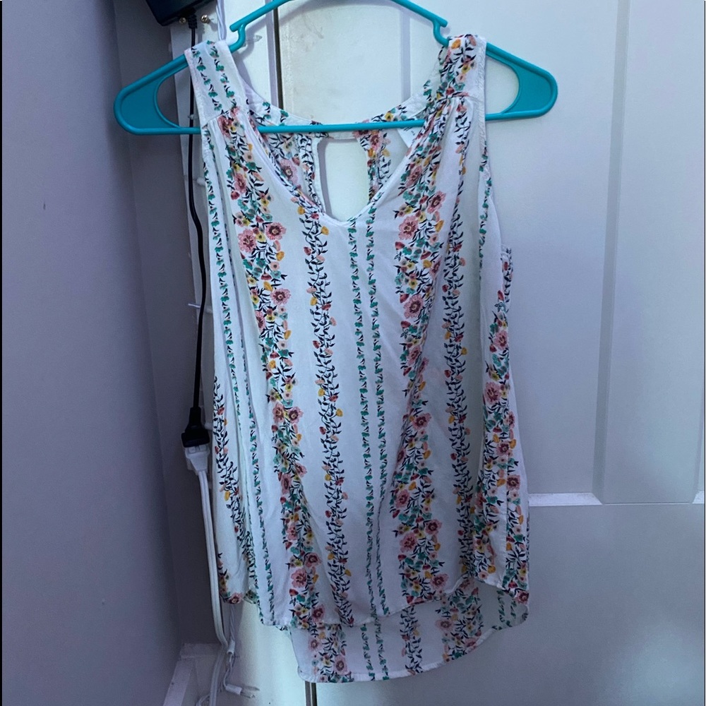 White, floral tank top!! great for summer time, and very cute!!
